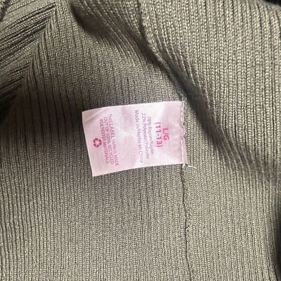 NOBO Lace Up Sweater Dress Olive Green Rib Knit Bodycon Large - Picture 8 of 8